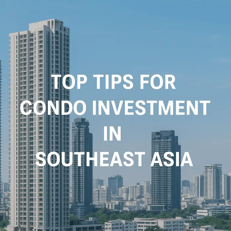 Aerial view of high-rise condominiums in Phnom Penh with modern infrastructure and tropical greenery.