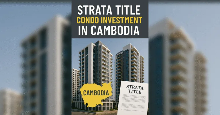 Foreign investor reviewing condo documents in a strata-titled building in Phnom Penh, Cambodia
